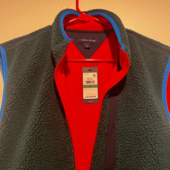 Tommy Hilfiger Men's Botanical Green Hiker Sherpa Full Zip Vest Size L - Picture 4 of 6